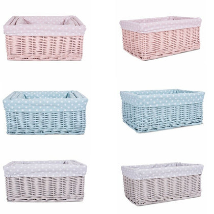 Colorful Painted Nursery Baby Room Wicker Storage Basket New Born Gift Hamper