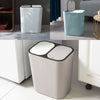 Kitchen Recycling Bin 15L Double Plastic 2 Section Compartment Press Top Dustbin