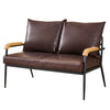 Deep Brown Faux Leather Sofa Armchairs Couches Industrial Living Room 2 Seater