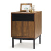 Mondeer Bedside Table Retro End Table with Metal Legs Removable Divider Brown