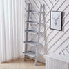 5 Tier Ladder Shelving Unit Wall Leaning Wood Bookcase Book Shelf Storage Stand