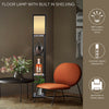 Black Wooden Shelving Unit Floor Standard Lamp Lounge Lighting Storage Shelf