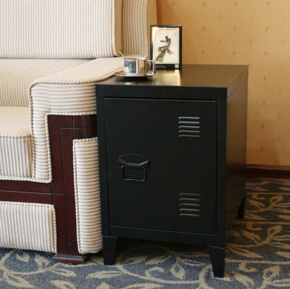 Metal Locker Table Storage Bedside Table Cabinet Bedroom Lamp End Side Table NEW
