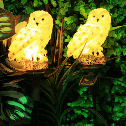 2pcs LED Solar Light Owl Outdoor Lawn Stakes Lamp Home Garden Decoration UK