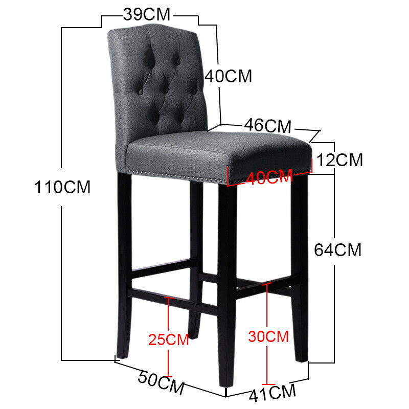 Grey Linen Fabric Breakfast Counter Chairs Bar Stools Wood Barstools Stool Chair