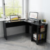 Black L-shaped Computer Desk Corner Table Workstation Office Study Furniture