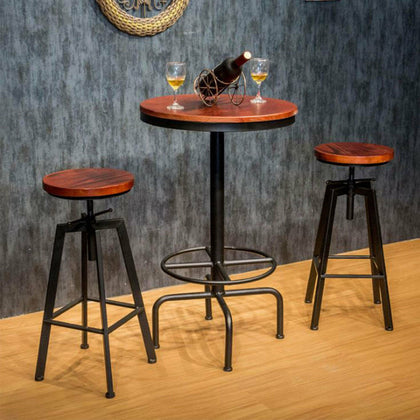 1x Vintage Industrial Bar Stool Chair Retro Kitchen Counter Wooden Seat Pub