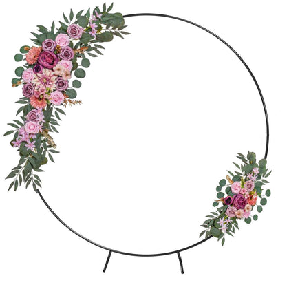 2M Wedding Balloon Arch Round Hoop Backdrop Flower Display Stand Frame Black