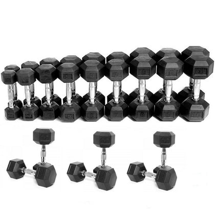 Hex Dumbells Cast Iron Rubber Encased Hexagonal Dumbbells Home Gym Weight Set