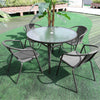 Outdoor Patio Dining Table Garden Bistro Cafe Table Glass Top with Parasol Hole