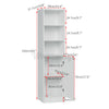 White Bathroom Cabinet Tall Cupboard 1 Door 5 Shelves Unit Storage Home Bookcase