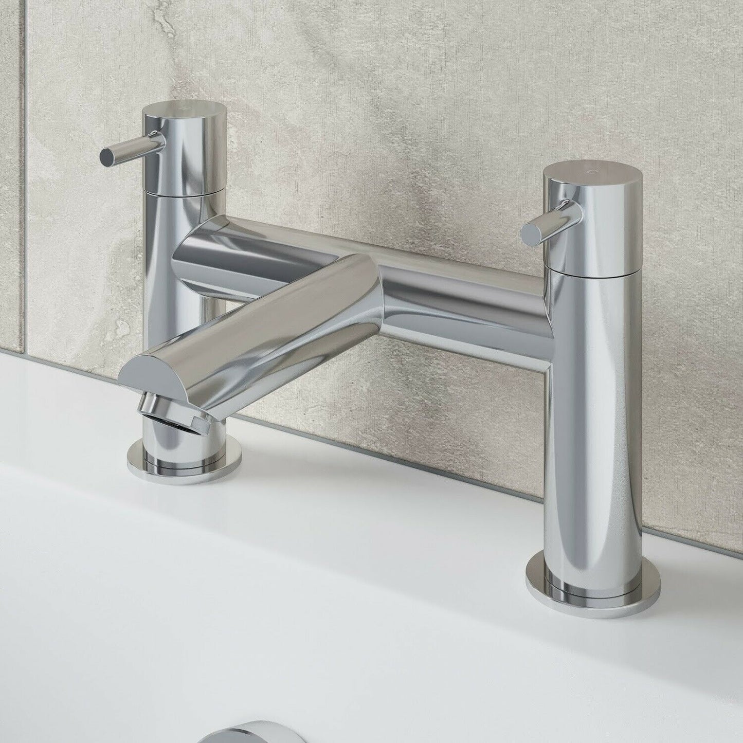 Modern Chrome Bathroom Sink Twin Taps Bath Filler Shower Mixer Basin Mini Mixer