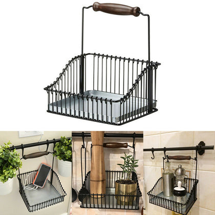 HANGING METAL WIRE KITCHEN ORGANIZER HOLDER VEGETABLE FRUIT BASKET STORAGE RACK