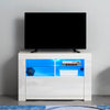 Modern White TV Unit Cabinet Stand High Gloss Doors Storage with RGB LED Lights