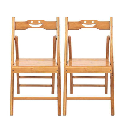 2PCS Folding Chairs Wood Bamboo Studying Dining Room Student Chair Stool Seat