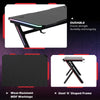 Computer Gaming Desk Metal Frame w/ LED Light, Cup Holder Headphone Hook Black
