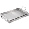23.5"x16" Flat Top Griddle Stainless Steel BBQ Gas Grill 2 Burners Silver