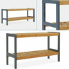 NEW 2 TIER NATURAL WOODEN BAMBOO SHOE RACKS STORAGE ORGANISER STAND SHELF UNIT