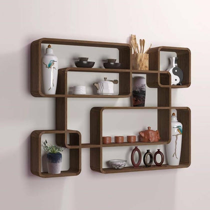 Retro Floating Shelves Wooden Wall Shelf Hanging Decorative Storage Display Rack