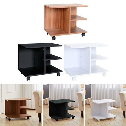 Rolling Printer Stand Cart Desk Side End Table w/ Wheels CPU Shelf Rack Storage
