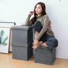 LARGE LINEN FOLDING STORAGE OTTOMAN POUFFE SEAT FOOT STOOL STORAGE BOX GREY UK