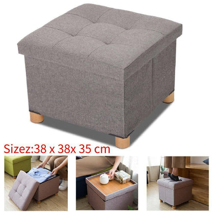 Folding Storage Ottoman Seat Toy Box Pouffe Foot Stool Footstool Small Table UK