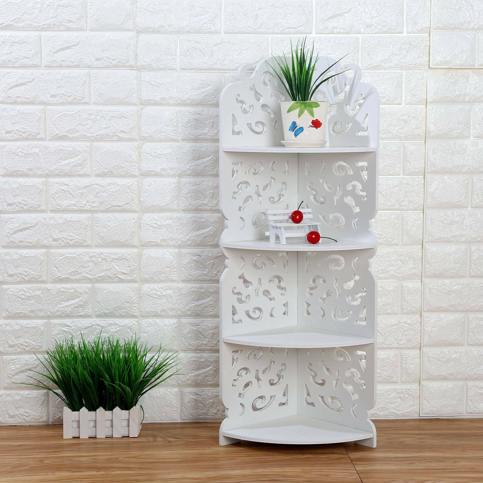 Corner Shelf Stand 4 Tiers Organizer Rack Bathroom Kitchen Storage Display Unit