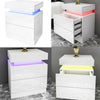 High Gloss Bedside Table Nightstand Chest Cabinet Unit with 2 Drawers LED Light