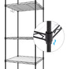 Mondeer 5 Tier Metal Storage Rack w/ 4 Wheels 8 Hooks PP Partition Office Black