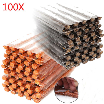 100Pcs Car Bike Tyre Tubeless Seal Strip Plug Tire Puncture Repair Recovery Kit
