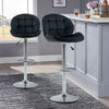 2x Black Velvet Bar Stools Swivel Gas Lift Pub Chair Stool Adjustable Chrome Leg
