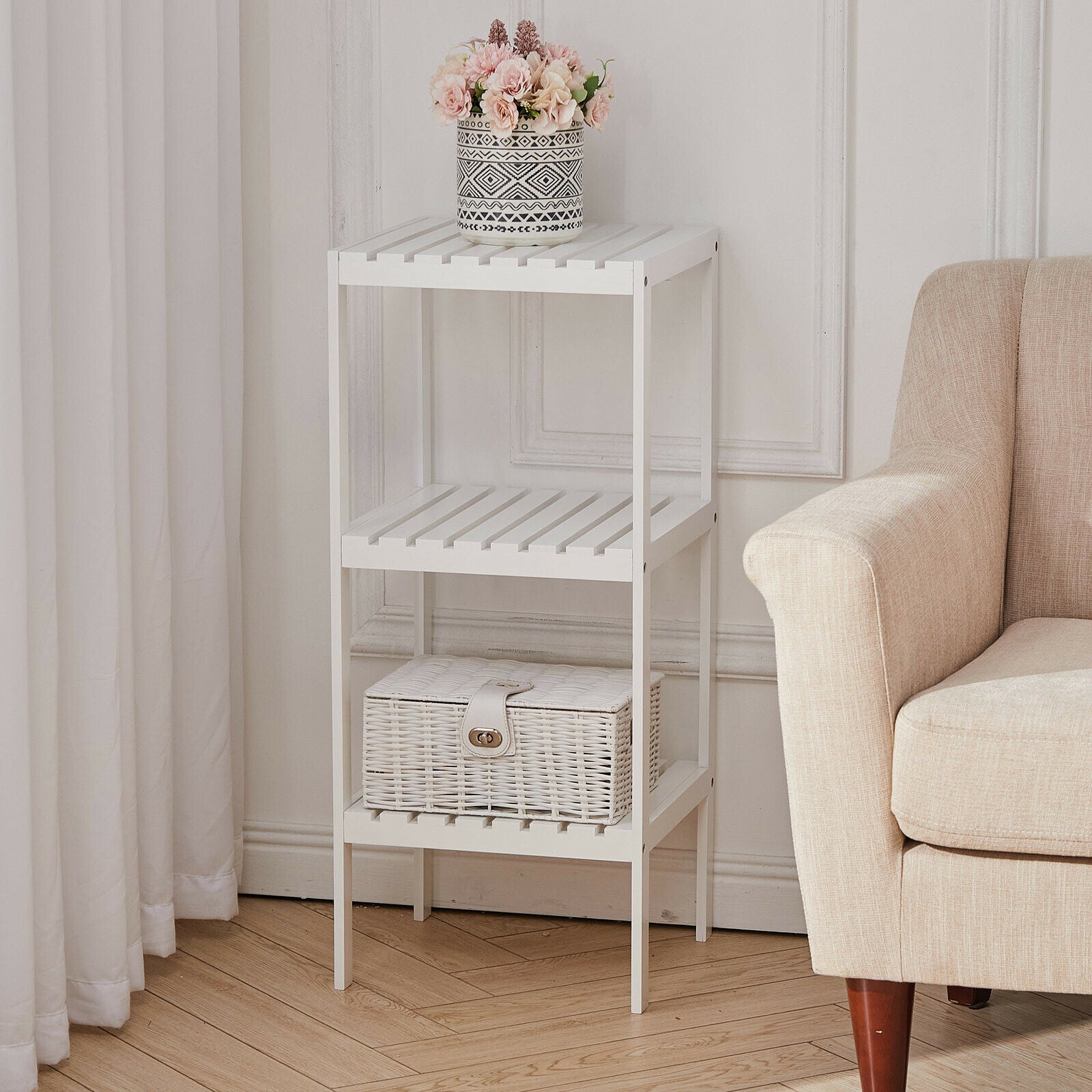 3 Tier Wooden Storage Shelves Hallway Corner Display Plant Stand Organiser Shelf