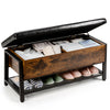 Wooden Shoe Rack Entryway Padded Bench Seat W/ Storage Box Bed End Stool Brown