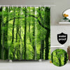 180x200 cm 3D Tree Forest Shower Curtain Hooks Mildewproof Waterproof Bathroom