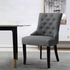 Dining Chair Set of 2/4 Kitchen Linen Upholstered Chairs Button Back Wood Legs