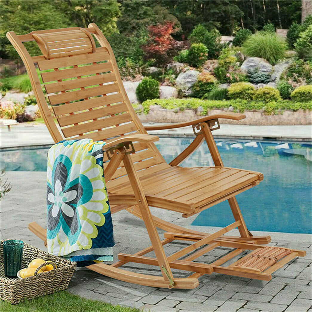 Upgrade XL Garden Rocking Chair Recliner Bed Armchair For Patio Balcon ...