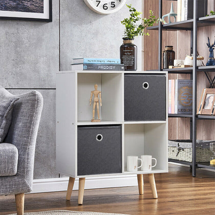 4 Storage Cube Modular Display Storage Cabinet Organiser with 2 Fabric Drawers