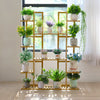 Bamboo 9 Tier 17 Potted Plant Stand Rack Plant Saucers Flower Store Exhibition