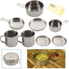 8PC Folding Cooking Picnic Pot Pan Set Outdoor Backpacking Camping Equipment Kit