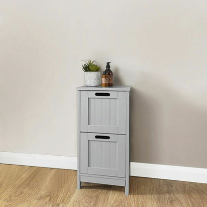 COLONIAL RANGE BATHROOM 2 DRAWER SLIM CHEST CABINET CUPBOARD STORAGE UNIT GREY