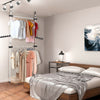 2 Poles 2Bars Telescopic Wardrobe Organizer Hanging Clothes Rail Garment Rack UK
