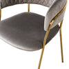 Grey Velvet Dining Chairs with Gold Legs Modern Dining Chair with Diamond Stitch