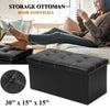 Large Leather Folding Storage Ottoman Pouffe Double Seat Foot Stool Storage Box
