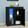 Modern Sideboard Cabinet Cupboard High Gloss 1 2 Doors Storage with LED Light