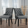 2x Accent Dining Chairs Fabric Linen Upholstered Button Dining Room Home in Grey
