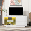 WOODEN LED COFFEE TABLE WITH STORAGE 2 DRAWERS LIVING ROOM FURNITURE HIGH GLOSS