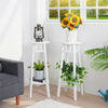 2Pcs Small Tall Table Telephone/Lamp/Plant Stand Fretwork Wooden Unit with Shelf