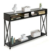 Console Table X-Shaped Sofa Side End Table w/2 Compartments & Storage Shelf