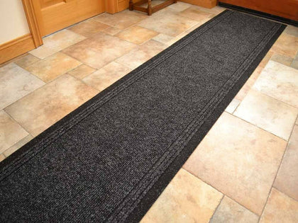 Black Heavy Duty Non-Slip Rubber Backed Hall Runners Extra Long Narrow Rugs Mat