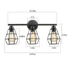 3-Light Industrial Bathroom Vanity Light Metal Wire Cage Wall Sconce Wall Lamp